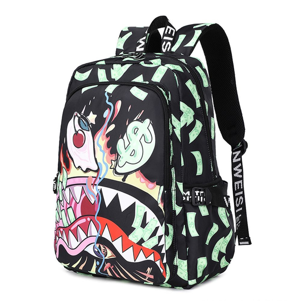 New Style Colorful Shark Student Backpack Lightweight Waterproof School Bag with Printed Large Capacity Bag