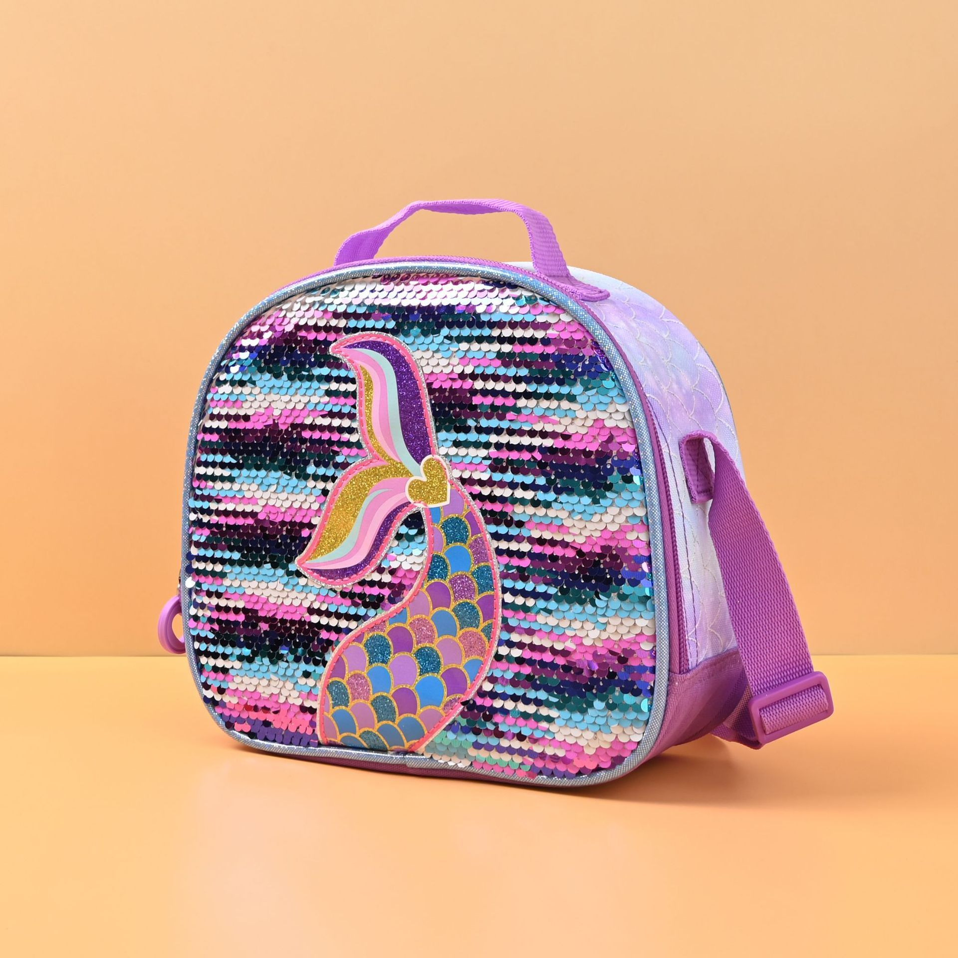 Kids Mermaid Reversible Sequins & Embroidery 3-Piece Backpack Set - Spacious School Bag with Lunch Box & Pencil case