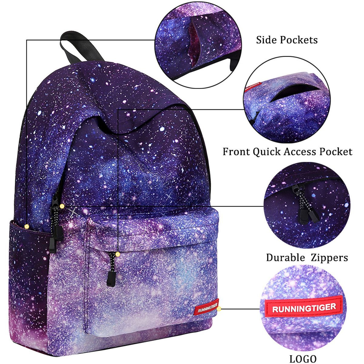 Galaxy Starry Sky Backpack & Pencil Case Set - Durable Lightweight School Bag for Teens/Students (Customized Logo)