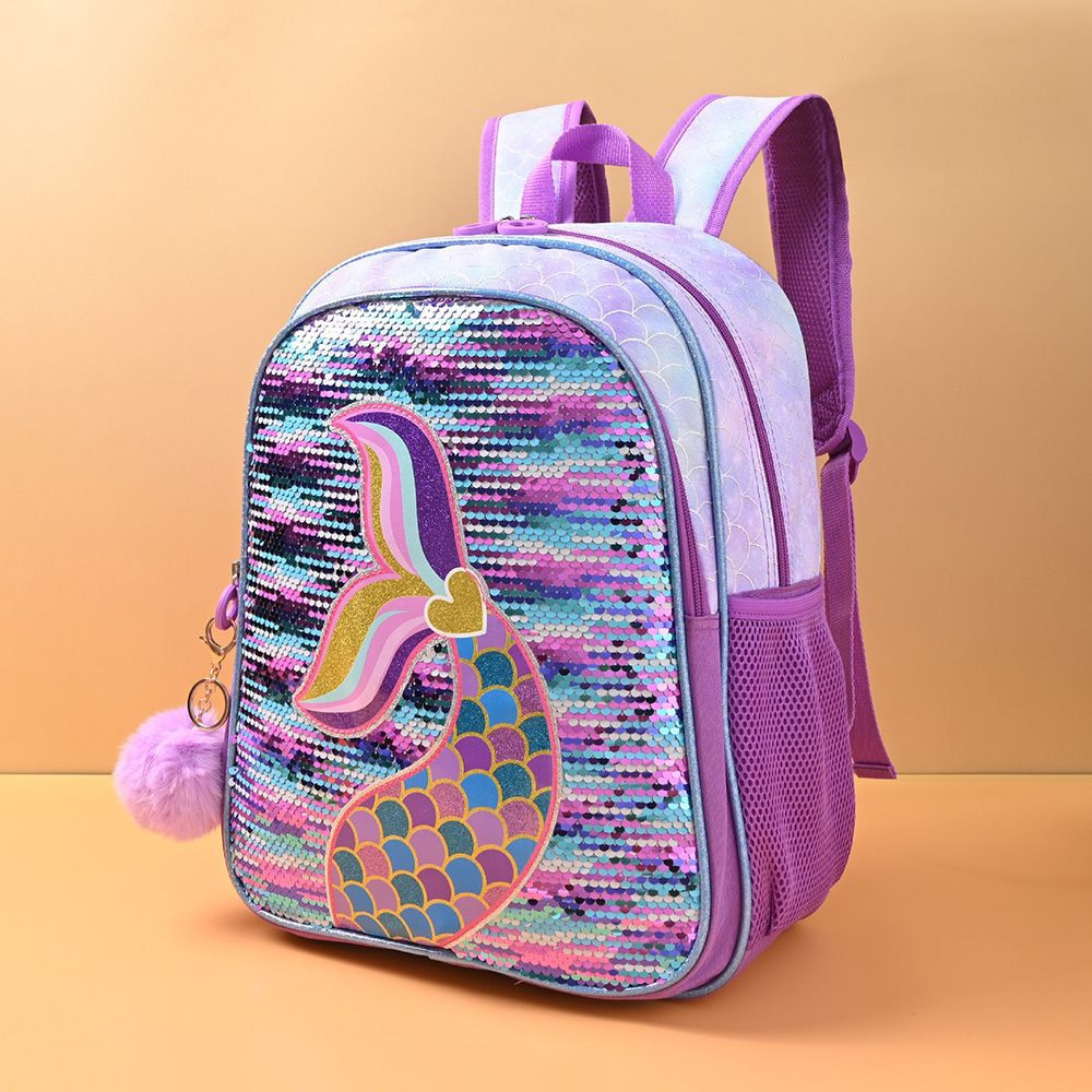 Kids Mermaid Reversible Sequins & Embroidery 3-Piece Backpack Set - Spacious School Bag with Lunch Box & Pencil case