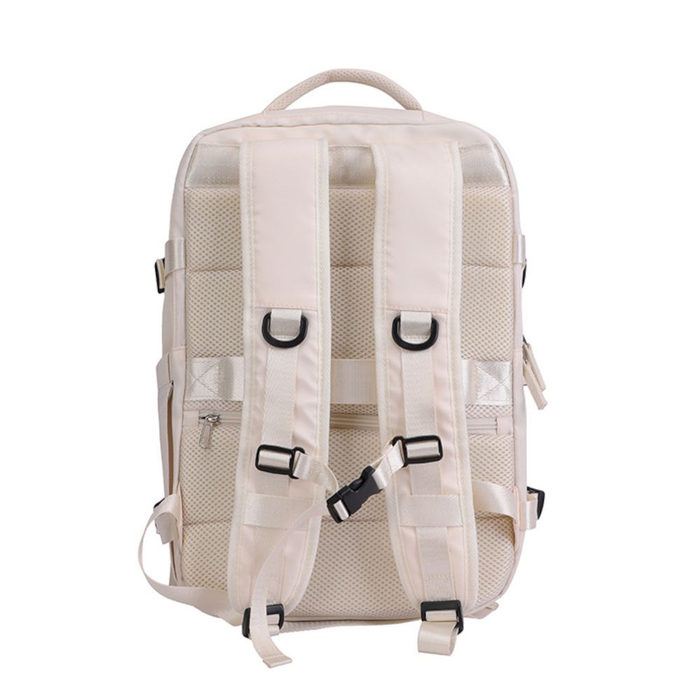 Minimalist white Casual Backpack, 43x30x18cm Durable Fabric Daypack with Breathable Mesh Straps & Multiple Pockets
