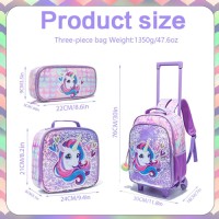 Kids School Rolling Backpack for Girls 3PCS With Trolley Wheeled Backpacks Rolling trolley School bag