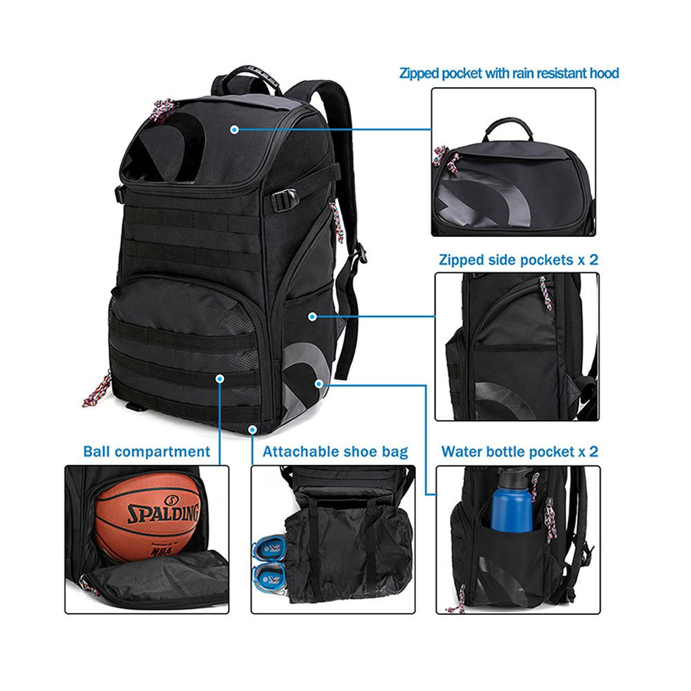 Basketball Bag Backpack with Ball Holder Multi-Sport Backpack for Soccer Volleyball Football Baseball Helmet