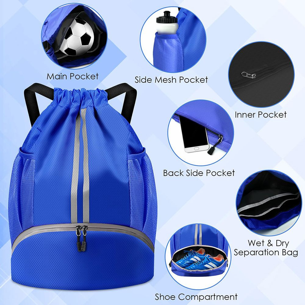 Drawstring bag, dry-wet separation swimming bag, waterproof swimsuit storage bag, basketball bag for men and women