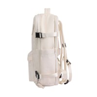 Minimalist white Casual Backpack, 43x30x18cm Durable Fabric Daypack with Breathable Mesh Straps & Multiple Pockets