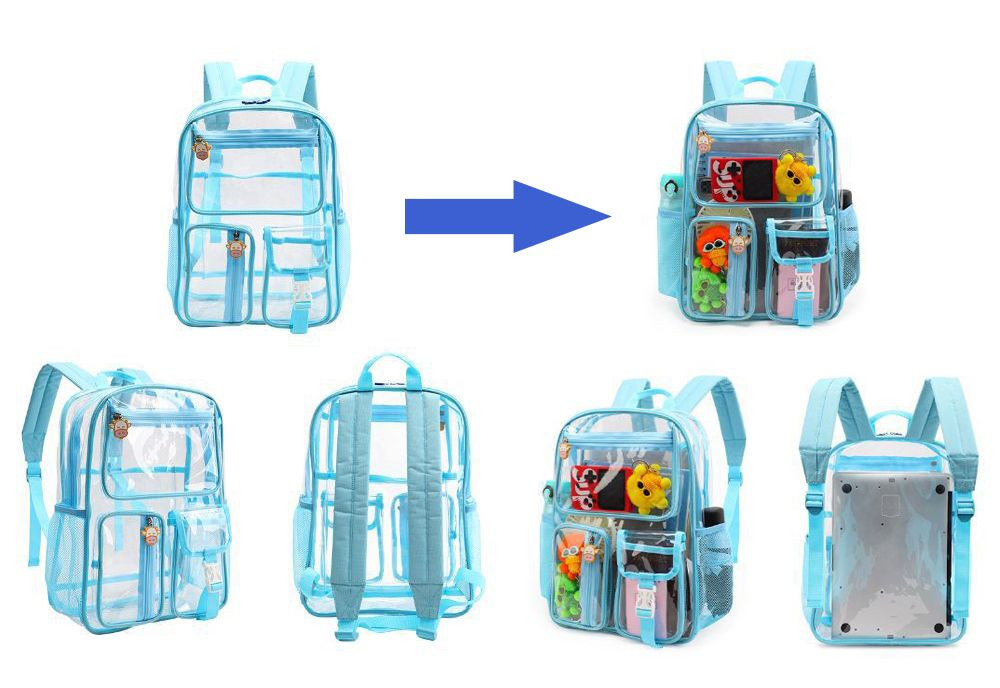 Large Clear Backpack For Girls Women Clear School Book bag Heavy Duty Transparent Backpacks for Girl