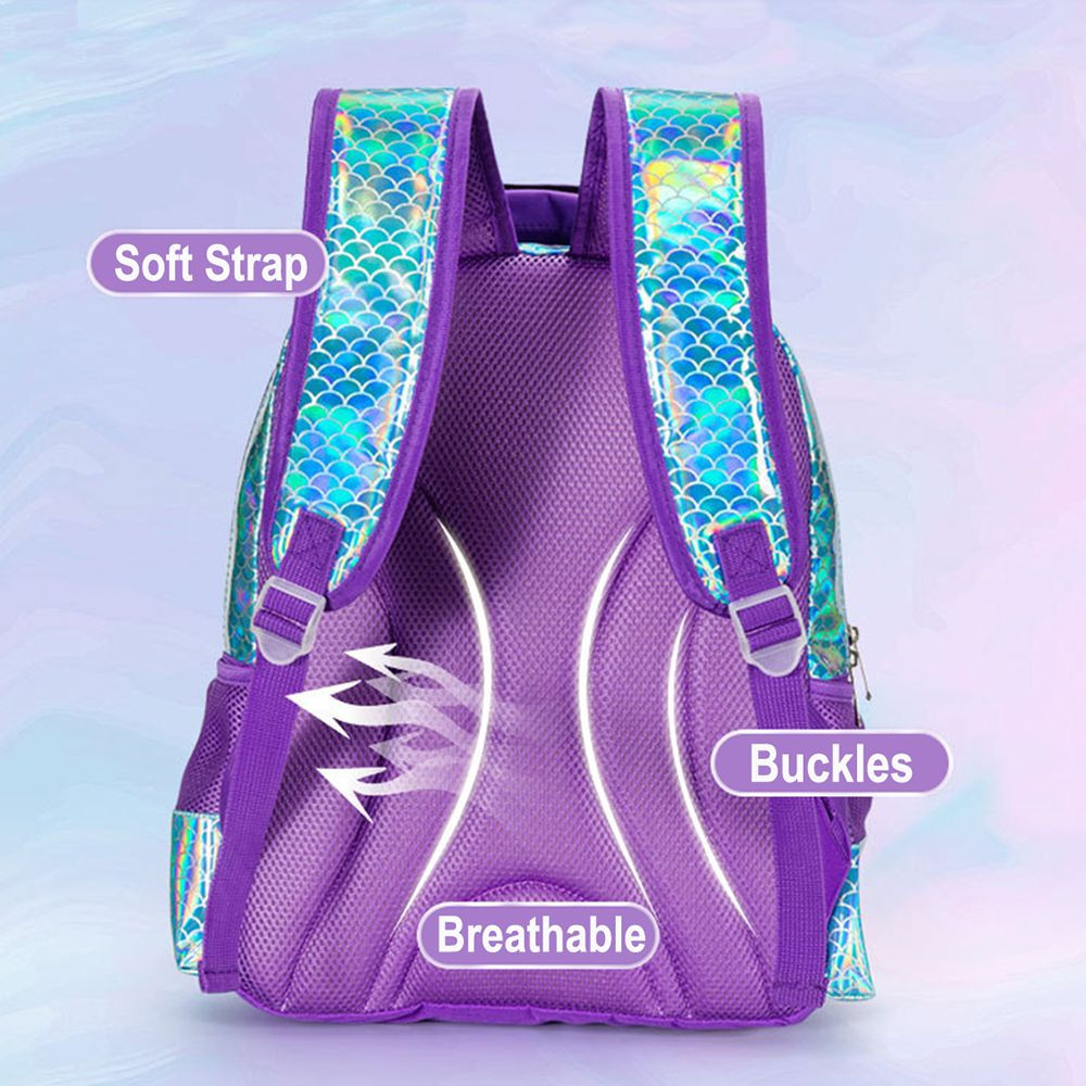 Perfect 3 piece set Kids School Bag for Girls Waterproof laser PVC backpack with lunch bag