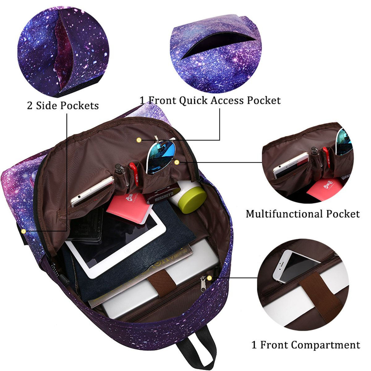 Galaxy Starry Sky Backpack & Pencil Case Set - Durable Lightweight School Bag for Teens/Students (Customized Logo)